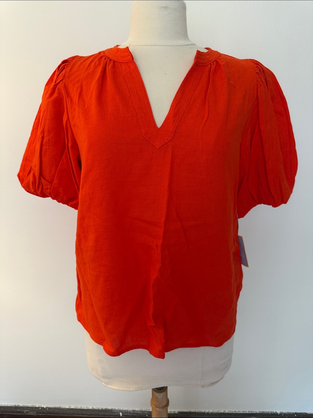 Women's Orange V-Neck Puff Sleeve Top and wide leg pant set